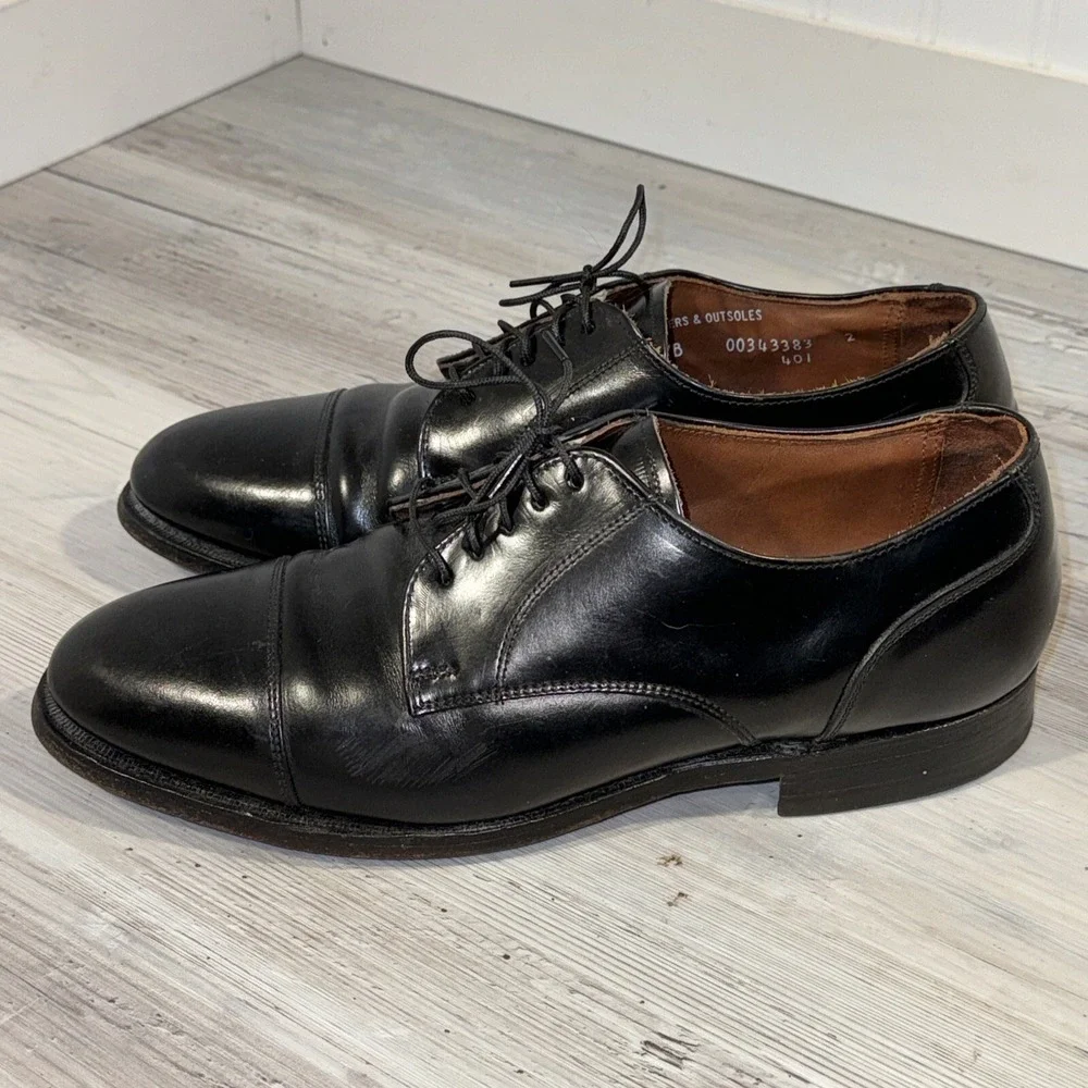 Nordstrom Sz US‎ 8 Black Leather Cap Toe Oxford Mens Shoes Made In USA